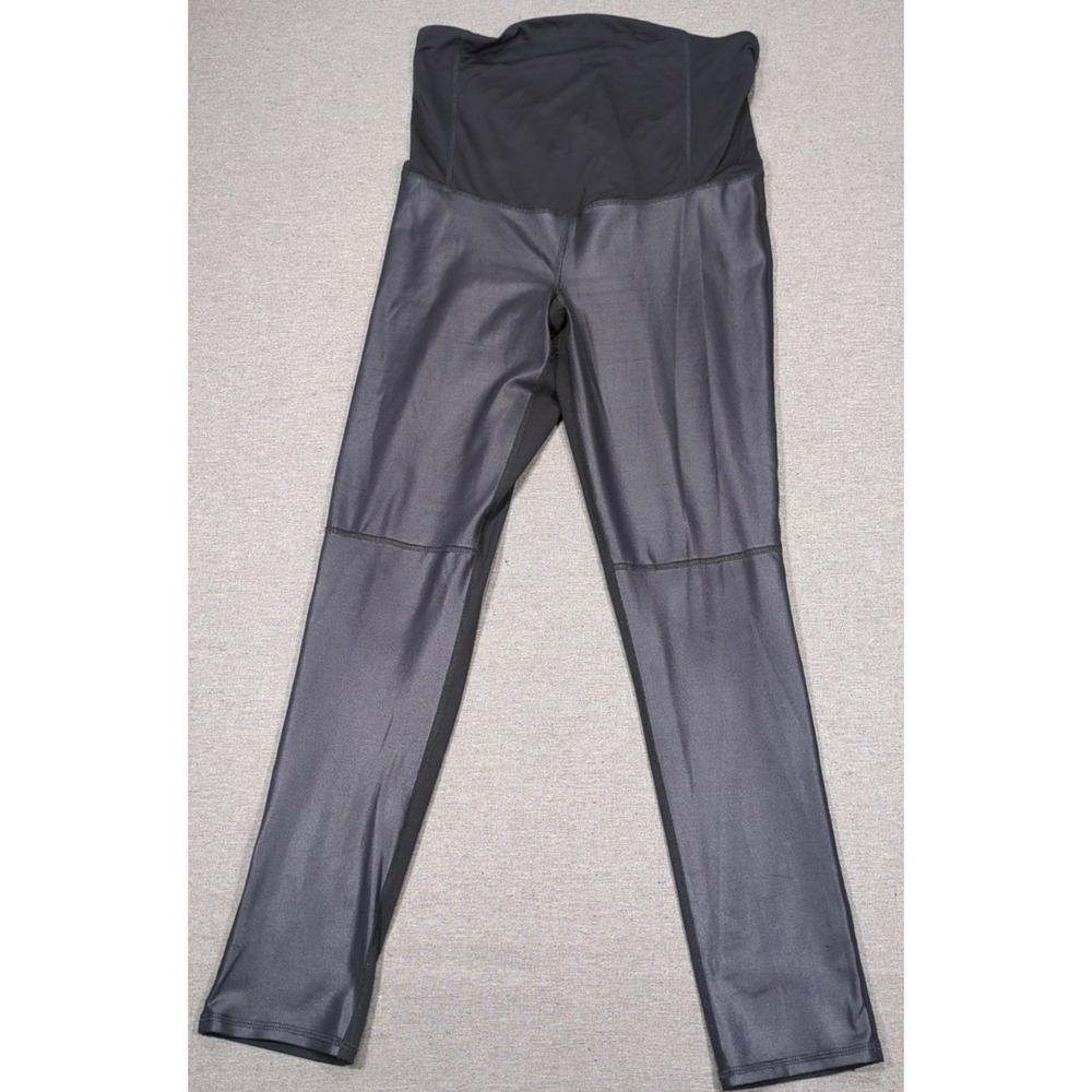 Ingrid & Isabel Maternity Leggings Black Active Ankle Over Belly Crossover Sz M